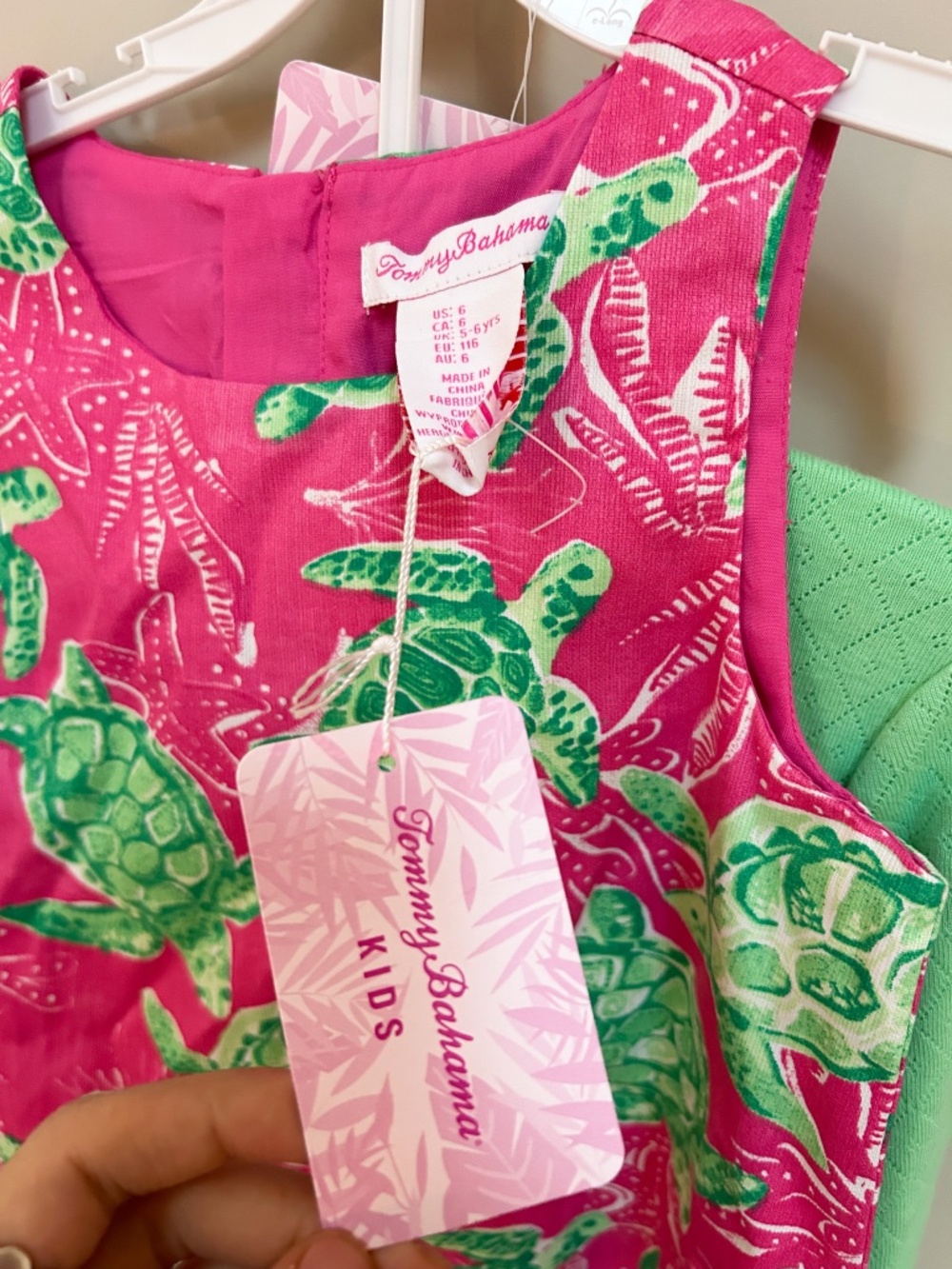 NWT Tommy Bahama kids sea turtle dress, hot pink & green-sz 6, purse&cardigan - Picture 6 of 10